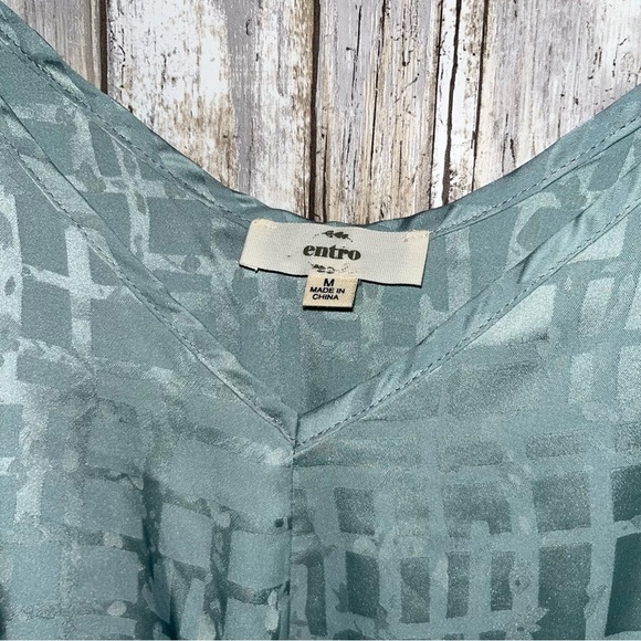 Entro Teal Blue Printed Sleeveless Blouse - Picture 4 of 4